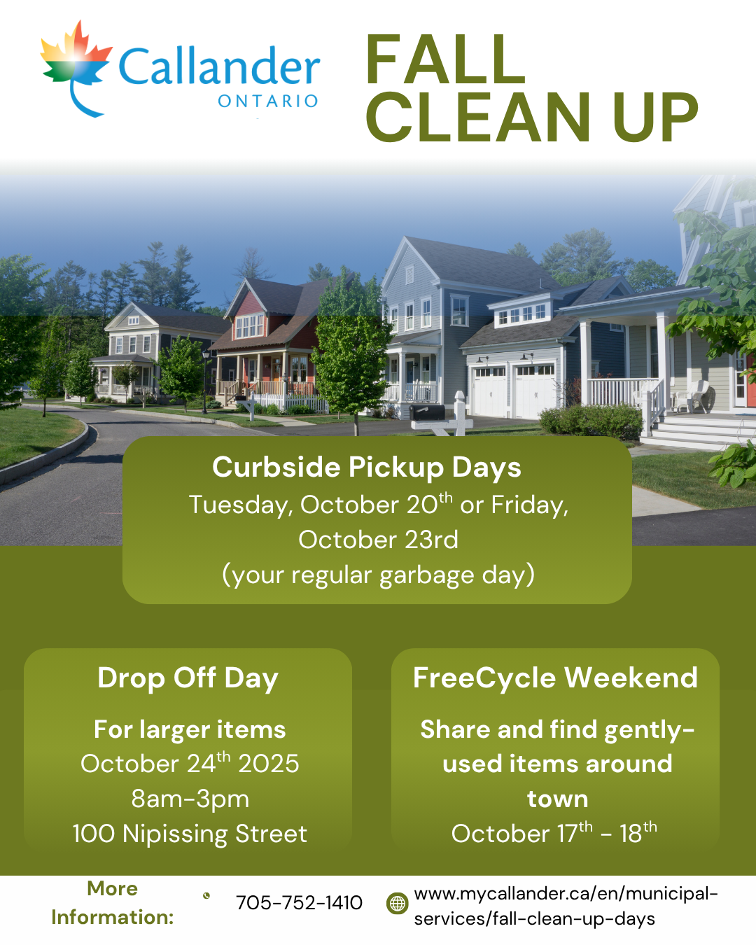 Fall Clean Up and FreeCycle Weekend Dates Announced